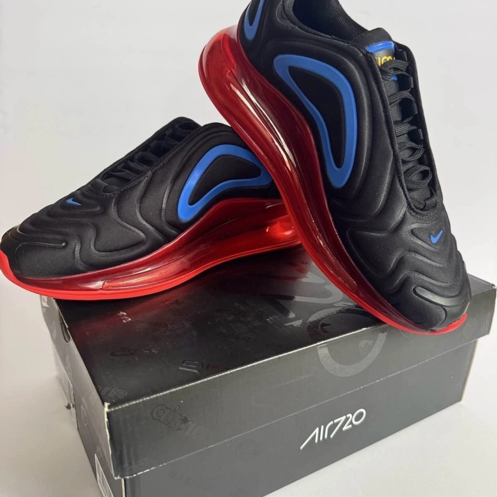 Nike Air Max 720 GS Black Racer Royal Challenge Red 6Y/ Wmns 7.5 AQ3196 009